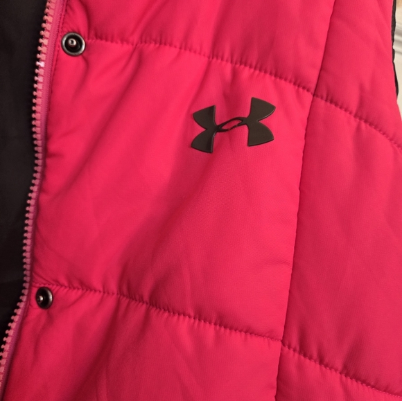 Under Armour Womens Puffer Vest Size Large Pink Insulated Full Zip - Picture 8 of 9